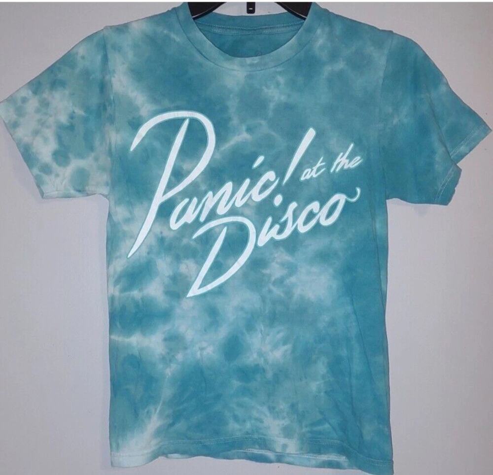 Panic At The Disco Blue Graphic Text Tie-Dye T-Shirt Women's Size XS